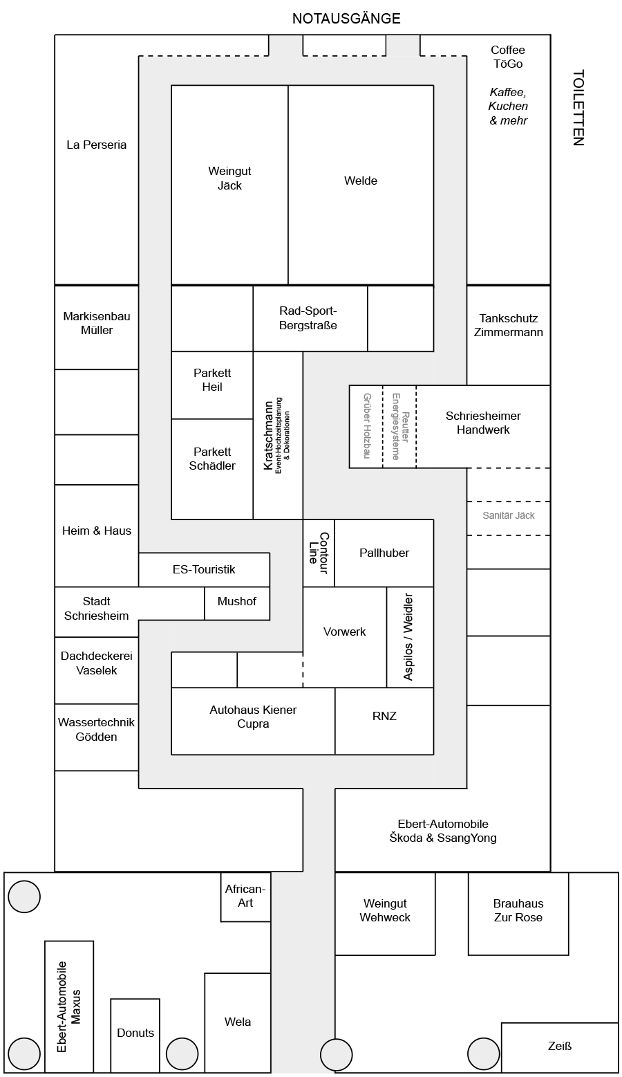 Plan der Leistungsschau im BDS-Ausstellungszelt am 442. Mathaisemarkt 2023